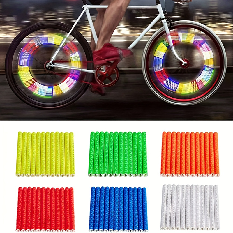 Mountain Biking Kids - 12Pcs Colorful Bicycle Spoke Reflectors, Reflective