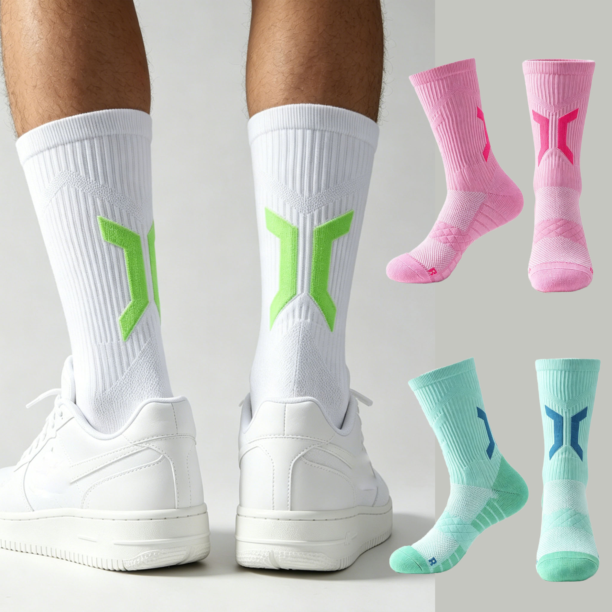 Mountain Biking Socks - Men's Thick Cushioned Basketball Socks Anti-slip